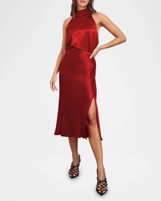 Maya Satin Midi Skirt